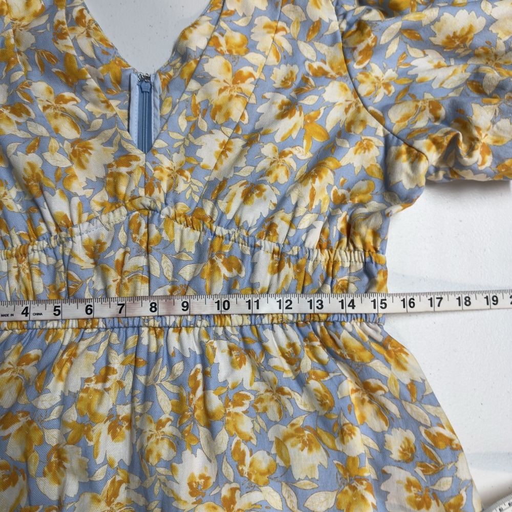 Tuckernuck Hyacinth House Blue and Orange Floral Puff Sleeve Pauline Midi Dress - Picture 11 of 16